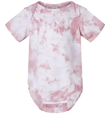 Dyenomite 340CR Infant Crystal Tie-Dyed Onesie in Rose crystal front view