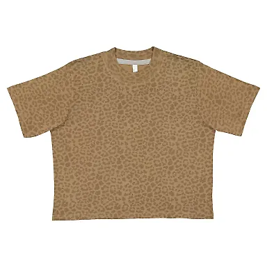 LA T 3518 Ladies' Boxy T-Shirt in Brown leopard front view
