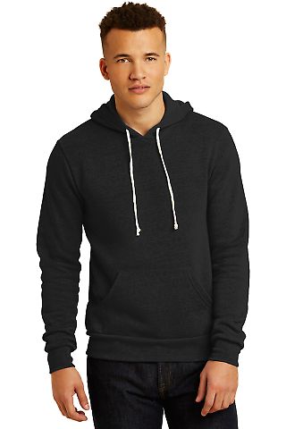 Alternative Apparel 9595F2 Pullover Hoodie in Eco true black front view