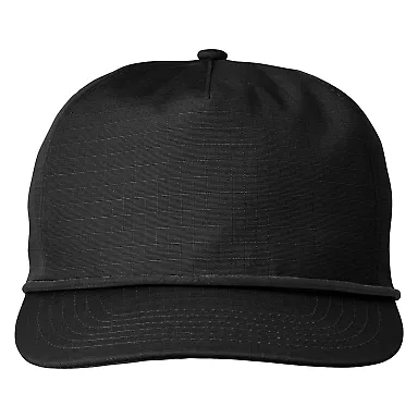 Big Accessories BA699 Ripstop Cap BLACK/ BLK ROPE front view