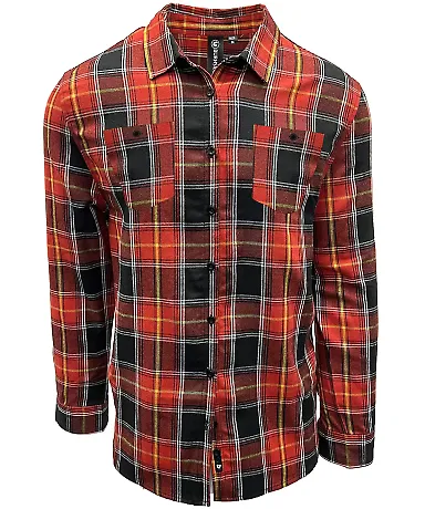 Burnside Clothing 8220 Perfect Flannel Work Shirt in Fire red/ black front view