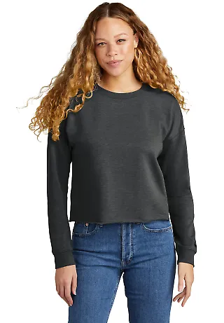New Era LNEA514  Ladies Tri-Blend Fleece Crop Crew BlkHthr front view