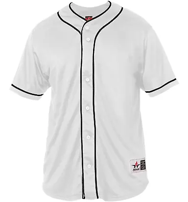 Alleson Athletic 52MBBJY Youth Diamond Jersey in White/ black front view