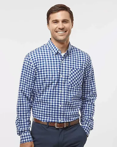 Burnside Clothing 3291 Technical Stretch Burn Shir Navy/ White Gingham front view