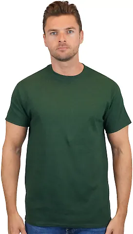 Gildan 5000 G500 Heavy Weight Cotton T-Shirt in Forest green front view