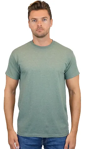 Gildan 5000 G500 Heavy Weight Cotton T-Shirt in Hthr militry grn front view