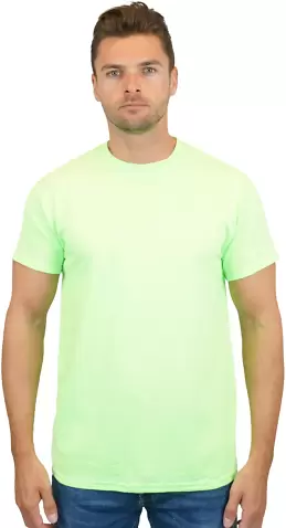 Gildan 5000 G500 Heavy Weight Cotton T-Shirt in Neon green front view