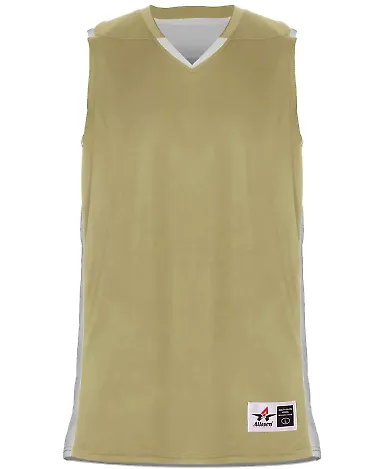 Alleson Athletic 590RSP Crossover Reversible Jerse in Vegas gold/ white front view