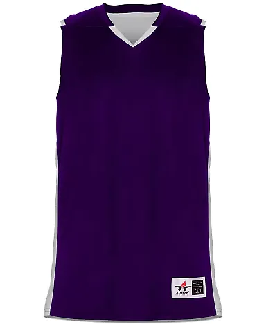 Alleson Athletic 590RSPY Crossover Youth Reversibl in Purple/ white front view