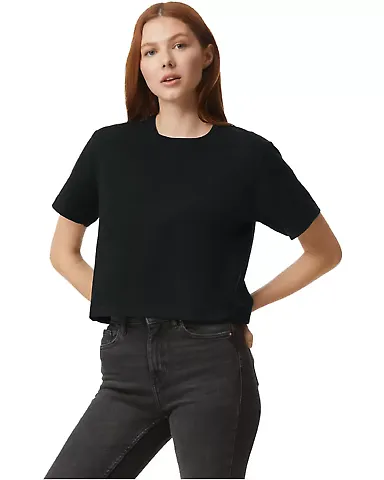 American Apparel 102 Women's Fine Jersey Boxy Tee in Black front view
