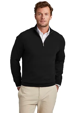 Brooks Brothers BB18402  Cotton Stretch 1/4-Zip Sw in Deepblack front view