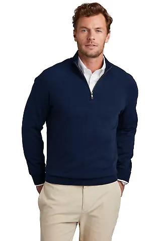 Brooks Brothers BB18402 Cotton Stretch 1/4-Zip Sw in Navyblazer front view