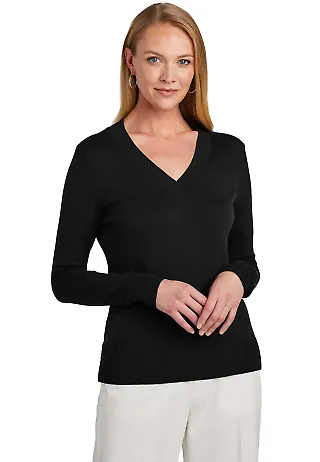 Brooks Brothers BB18401 Women's Cotton Stretch V- in Deepblack front view
