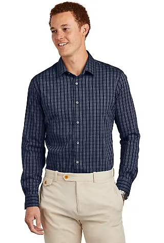 Brooks Brothers BB18006 Tech Stretch Patterned Sh in Nblr/wgdck front view