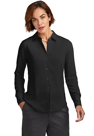 Brooks Brothers BB18007  Women's Full-Button Satin in Deepblack front view
