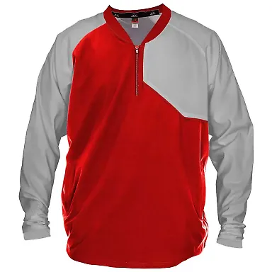 Alleson Athletic 3JLS21A Field Batters Jacket in Red/ grey front view
