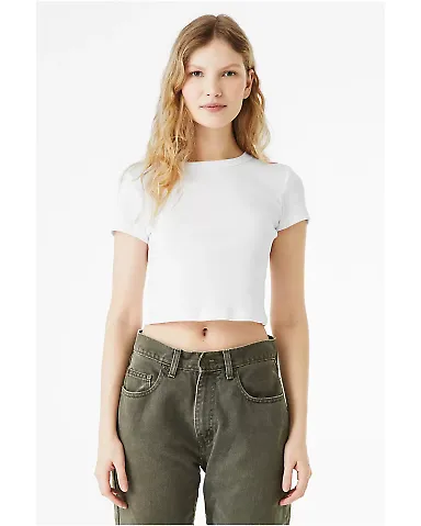 Bella + Canvas 1010 Ladies' Micro Ribbed Baby Tee in Solid wht blend front view