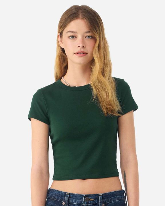 Bella+Canvas 1010 Ladies' Micro Ribbed Baby Tee in Solid forest blend