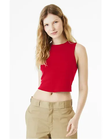 Bella + Canvas 1013 Ladies' Micro Rib Muscle Crop  in Solid red blend front view