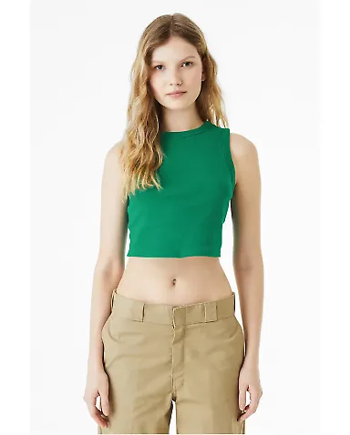 Bella + Canvas 1013 Ladies' Micro Rib Muscle Crop  in Solid kelly blnd front view