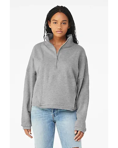 Bella + Canvas 3953 Ladies' Sponge Fleece Half-Zip in Athletic heather front view