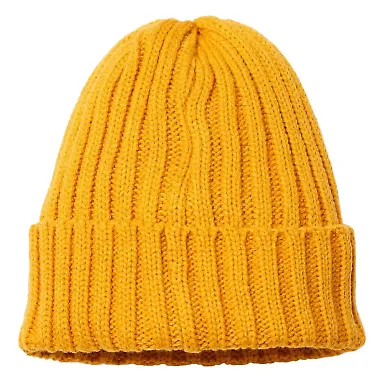 Atlantis Headwear SHORE Sustainable Cable Knit in Mustard yellow front view