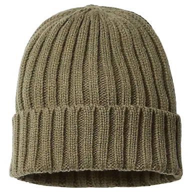 Atlantis Headwear SHORE Sustainable Cable Knit in Olive front view