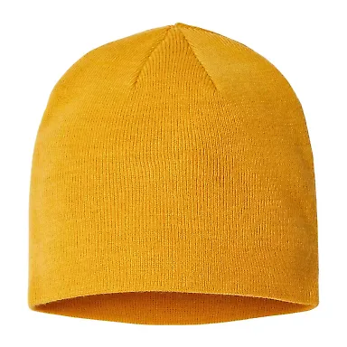 Atlantis Headwear HOLLY Sustainable Beanie in Mustard yellow front view