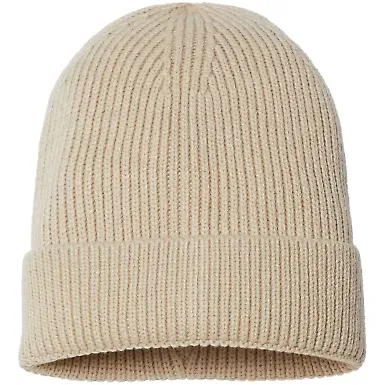 Atlantis Headwear ANDY Sustainable Fine Rib Knit in Light beige front view