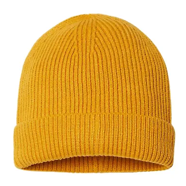 Atlantis Headwear ANDY Sustainable Fine Rib Knit in Mustard yellow front view