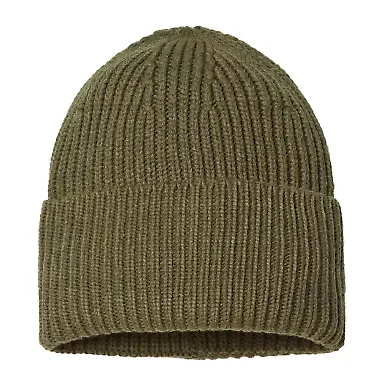 Atlantis Headwear OAK Sustainable Chunky Rib Knit in Olive front view