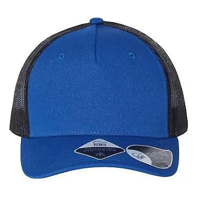 Atlantis Headwear ZION Sustainable Five-Panel Truc in Royal/ black front view