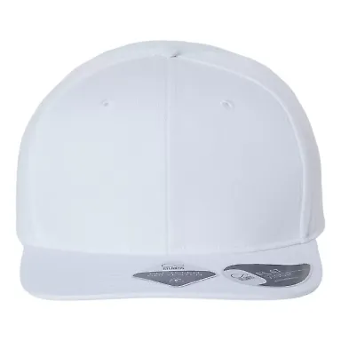 Atlantis Headwear JAMES Sustainable Flat Bill Cap in White front view