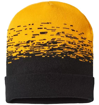 Cap America RKS12 USA-Made Static Cuffed Beanie in Black/ gold front view