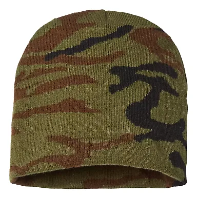 Cap America RKC9 USA-Made Camo Beanie in Woodland camo front view