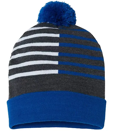Cap America RKH12 USA-Made Half Color Beanie in True royal/ white front view