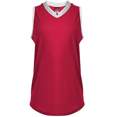 Alleson Athletic 522XVW Women's Slide Fastpitch V- in Red/ white front view