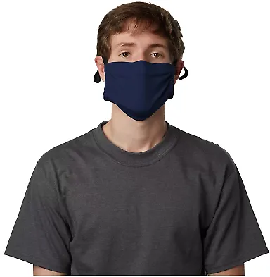 Hanes MKPKCR 2-Ply Cotton Pocket Face Mask in Navy front view