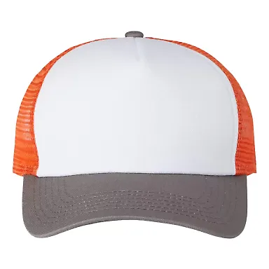 Imperial 1287 North Country Trucker Cap in White/ charcoal/ orange front view