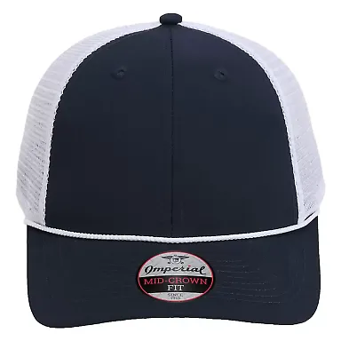 Imperial 7055 The Night Owl Performance Rope Cap in Navy/ white front view