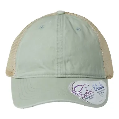 Infinity Hers TESS Women's Washed Mesh Back Cap in Sage/ polka dots front view