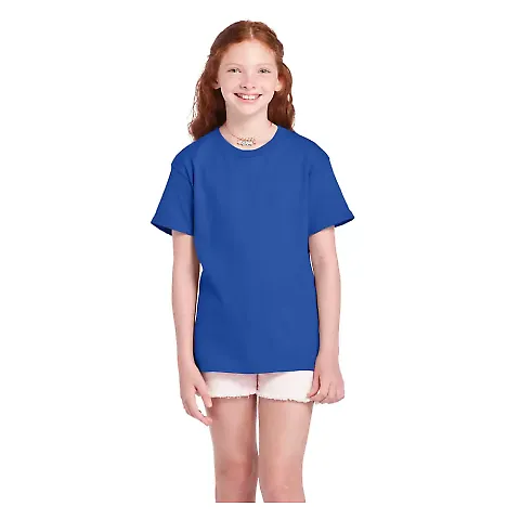11736 Delta Apparel Youth Pro Weight Short Sleeve  in Royal front view