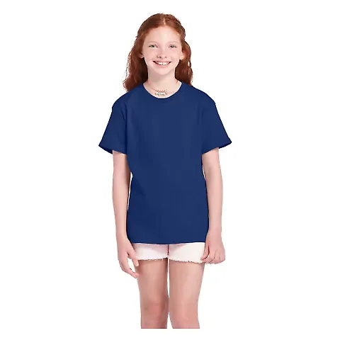 11736 Delta Apparel Youth Pro Weight Short Sleeve  in Athletic navy front view