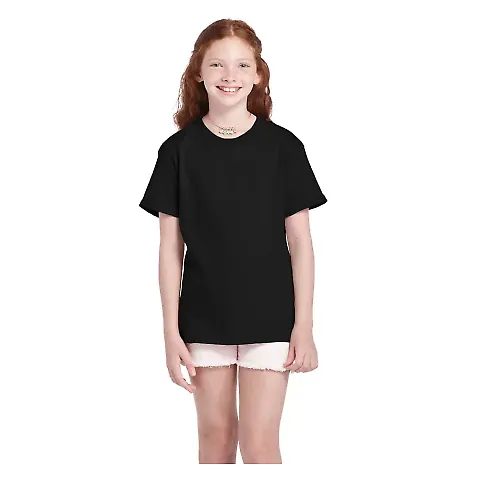 11736 Delta Apparel Youth Pro Weight Short Sleeve  in Black front view