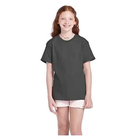 11736 Delta Apparel Youth Pro Weight Short Sleeve  in Charcoal front view
