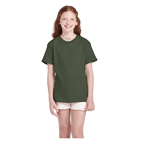 11736 Delta Apparel Youth Pro Weight Short Sleeve  in Moss front view