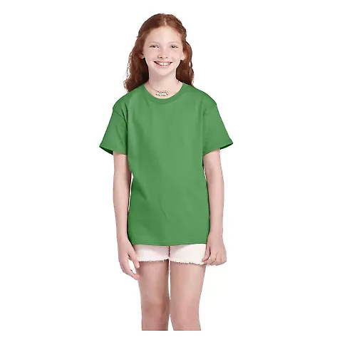 11736 Delta Apparel Youth Pro Weight Short Sleeve  in Grass green front view