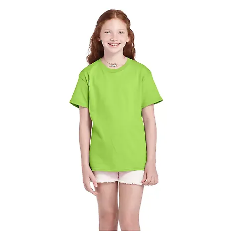 11736 Delta Apparel Youth Pro Weight Short Sleeve  in Lime front view