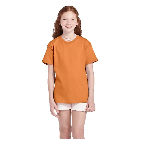 11736 Delta Apparel Youth Pro Weight Short Sleeve  in Tangerine front view