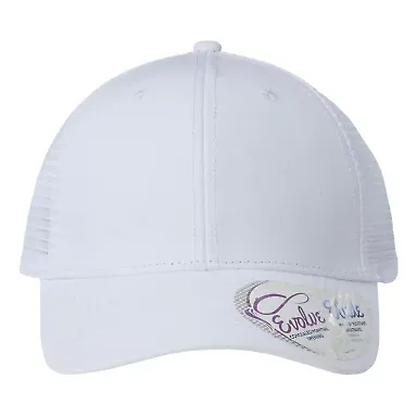 Infinity Hers CHARLIE Women's Modern Trucker Cap in White/ white front view